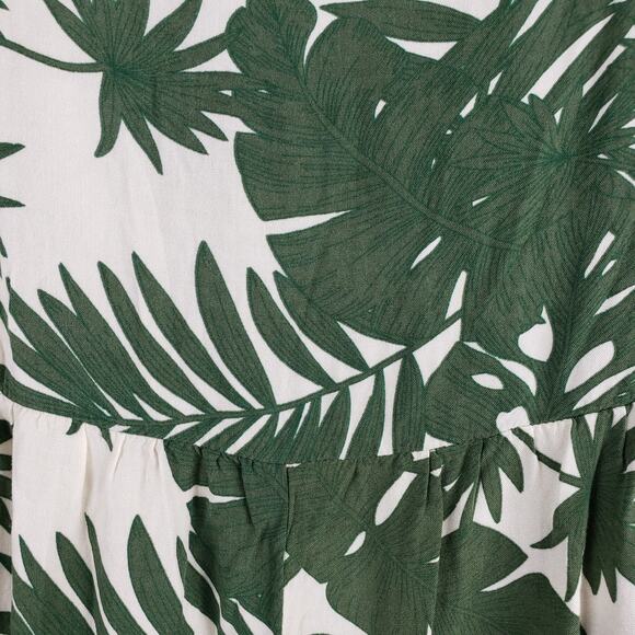 BloomChic Size 22 Ruffle Sleeve Midi Dress Green Tropical Palm Print Beach - Picture 9 of 9